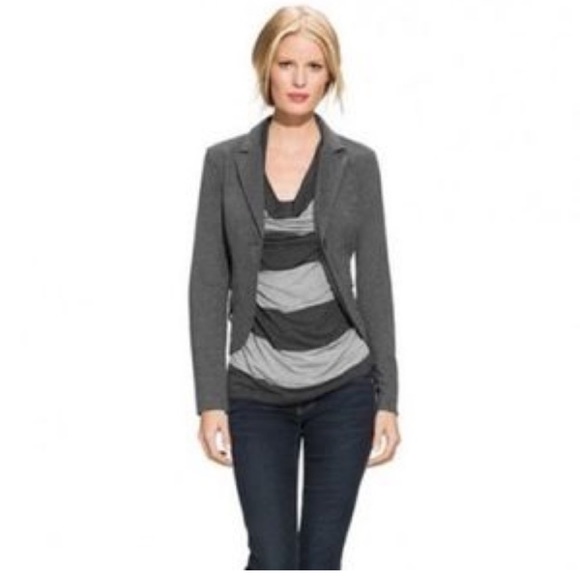 Cabi Grey Gray Wide Stripe Shirt Cowl Neck Top Tunic 620 Sz M - Picture 6 of 11